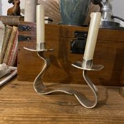 Candlestick candlestick design 1970 metal silver Saint Médard