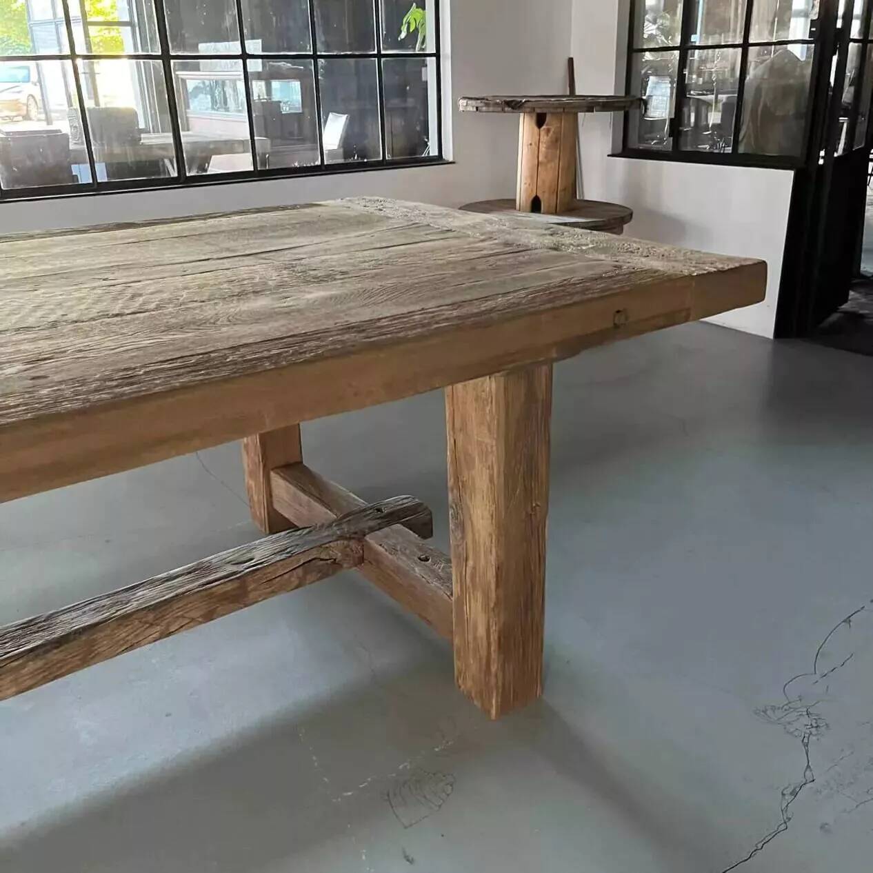 Antique solid oak farmhouse table +200 years - Kingstone 375 by 100 cm