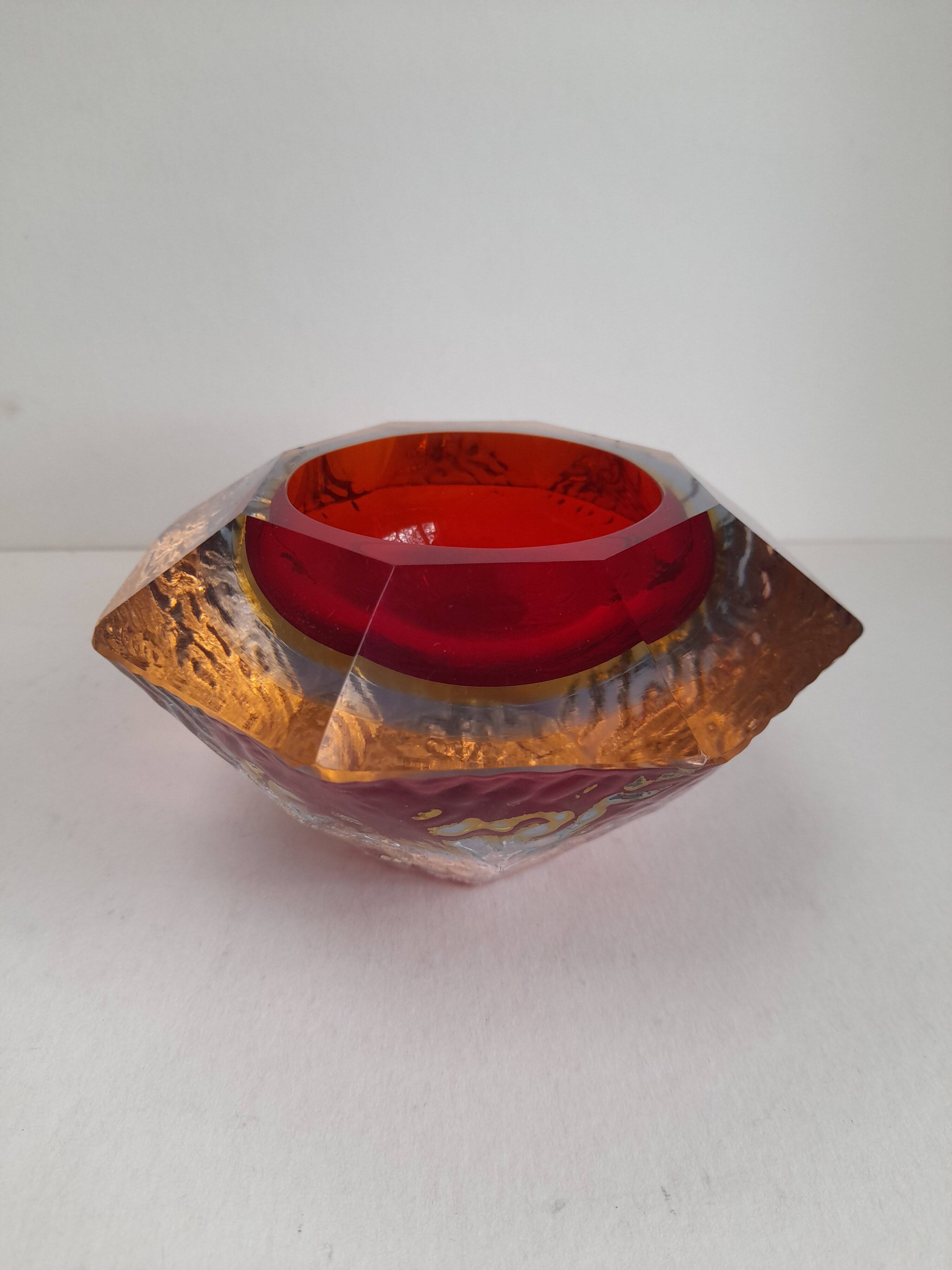 Triple submerged ashtray made of Murano glass