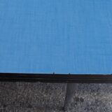 Blue formica table with extension with drawer