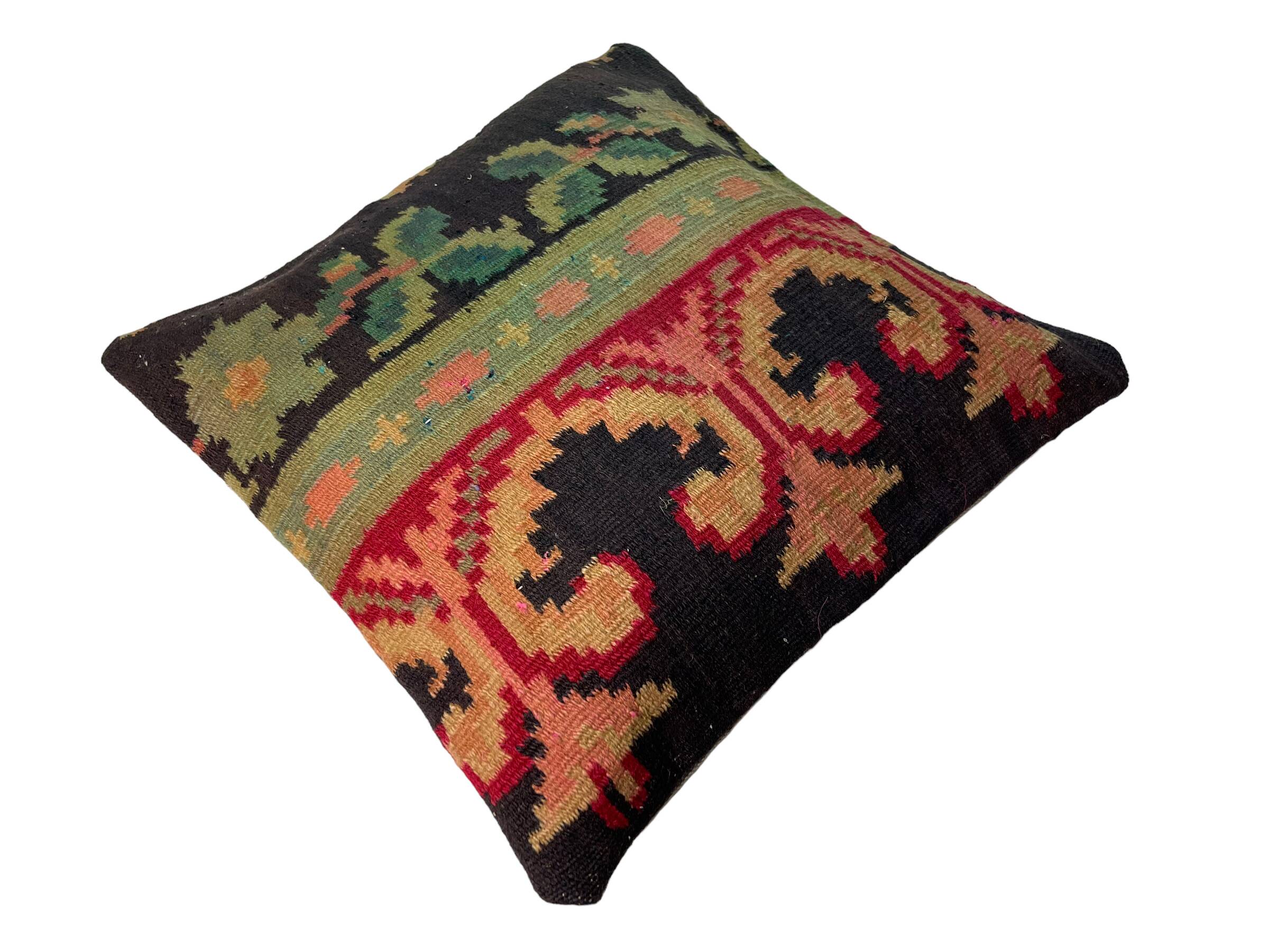 Vintage turkish kilim cushion cover , 40 x 40 cm