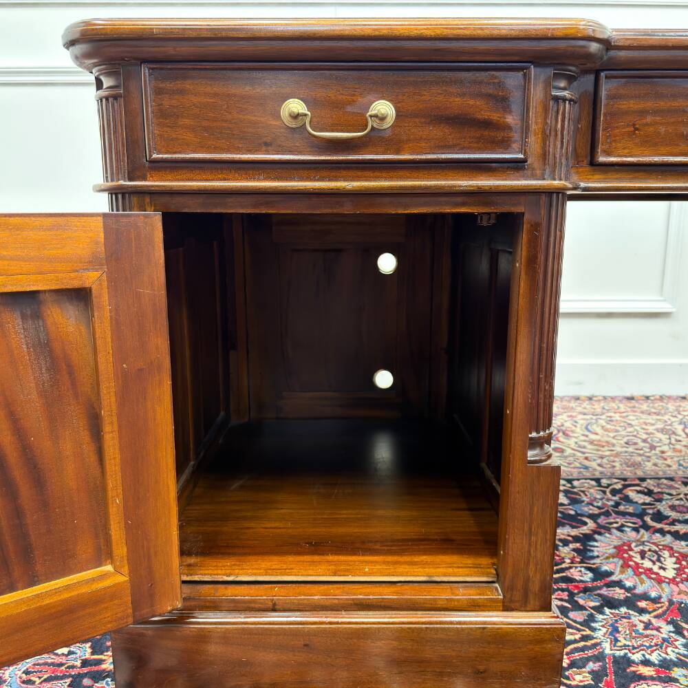 Classic English Desk Green Leather Inlay