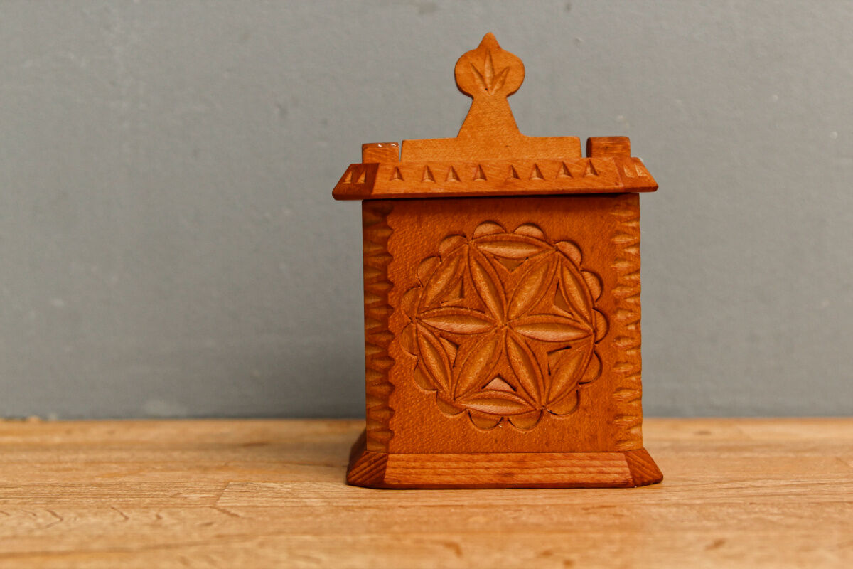 Carved wooden salt box, Savoie, Queyras