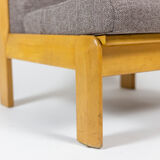 Pair of armchairs in beech and fabric, 1960s