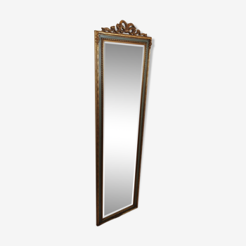 Mirror beveled golden wood 36x135cm
