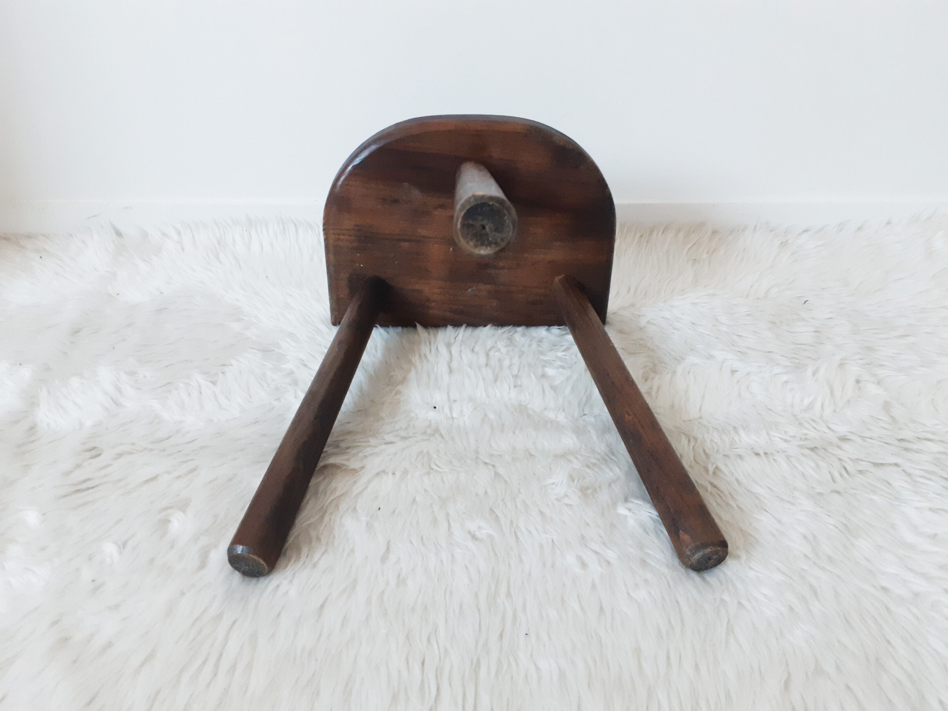 Vintage milking stool , wooden, tripod , 50s