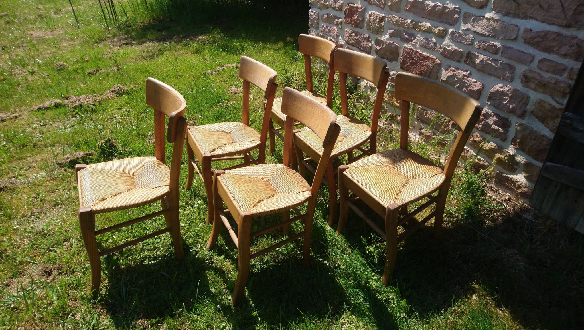 6 bistro chairs in straw and beech