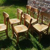 6 beech straw bistro chairs