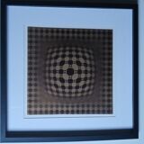 Tableau Vintage Art Optique - Victor Vasarely - Cadre 40x40cm