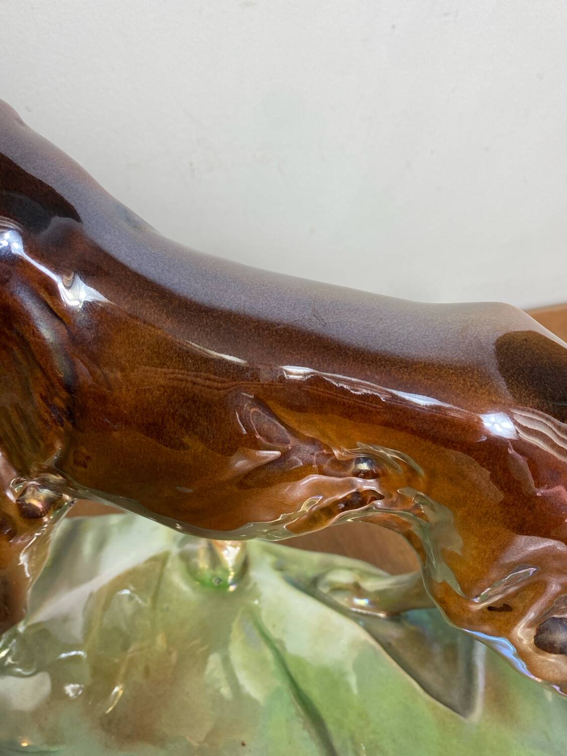 Iridescent ceramic wolf dog, Hubert Béquet