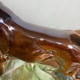 Iridescent ceramic wolf dog, Hubert Béquet