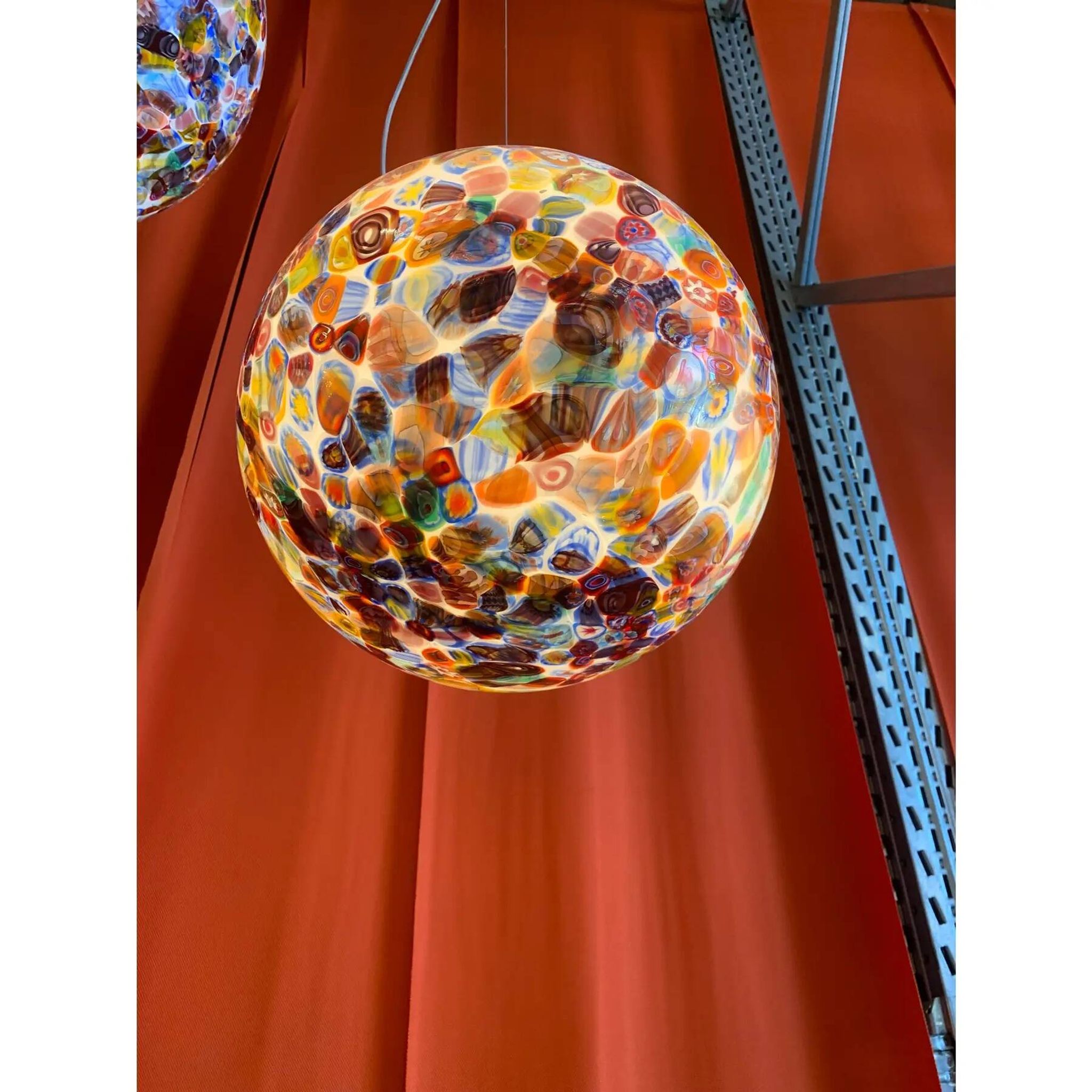 Multicolored Murrine Sphere in Contemporary Murano-Style Glass