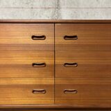 Double enfilade commode with 6 drawers, vintage Scandinavian from the 1960s.