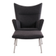 Wingchair – Hans J. Wegner – Model CH445 – Carl Hansen & Søn – Grey Hallingdal – With Footstool