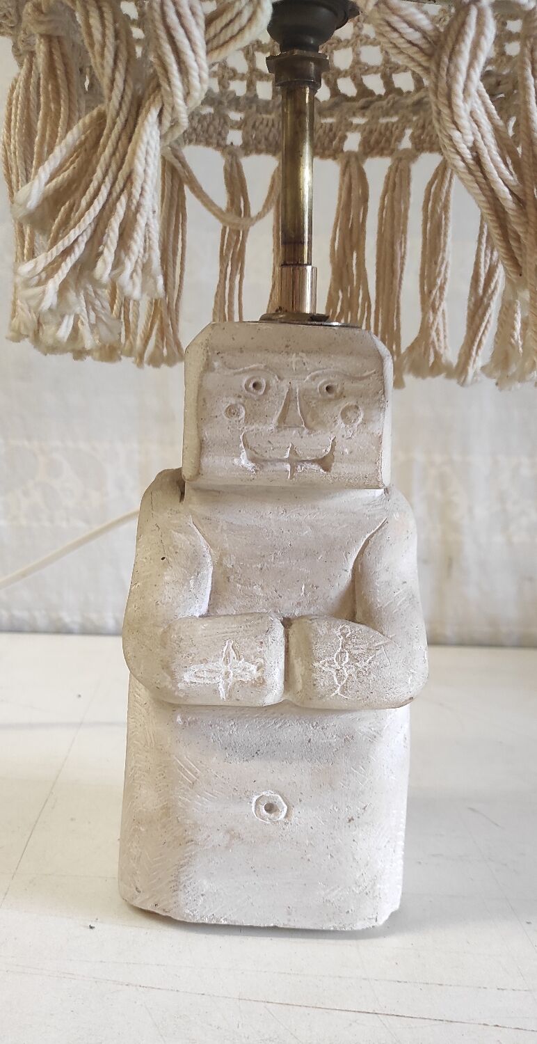 Table lamp statuette in limestone - mid 20th century