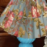 Old lamp in blue opaline glass and its lampshade
