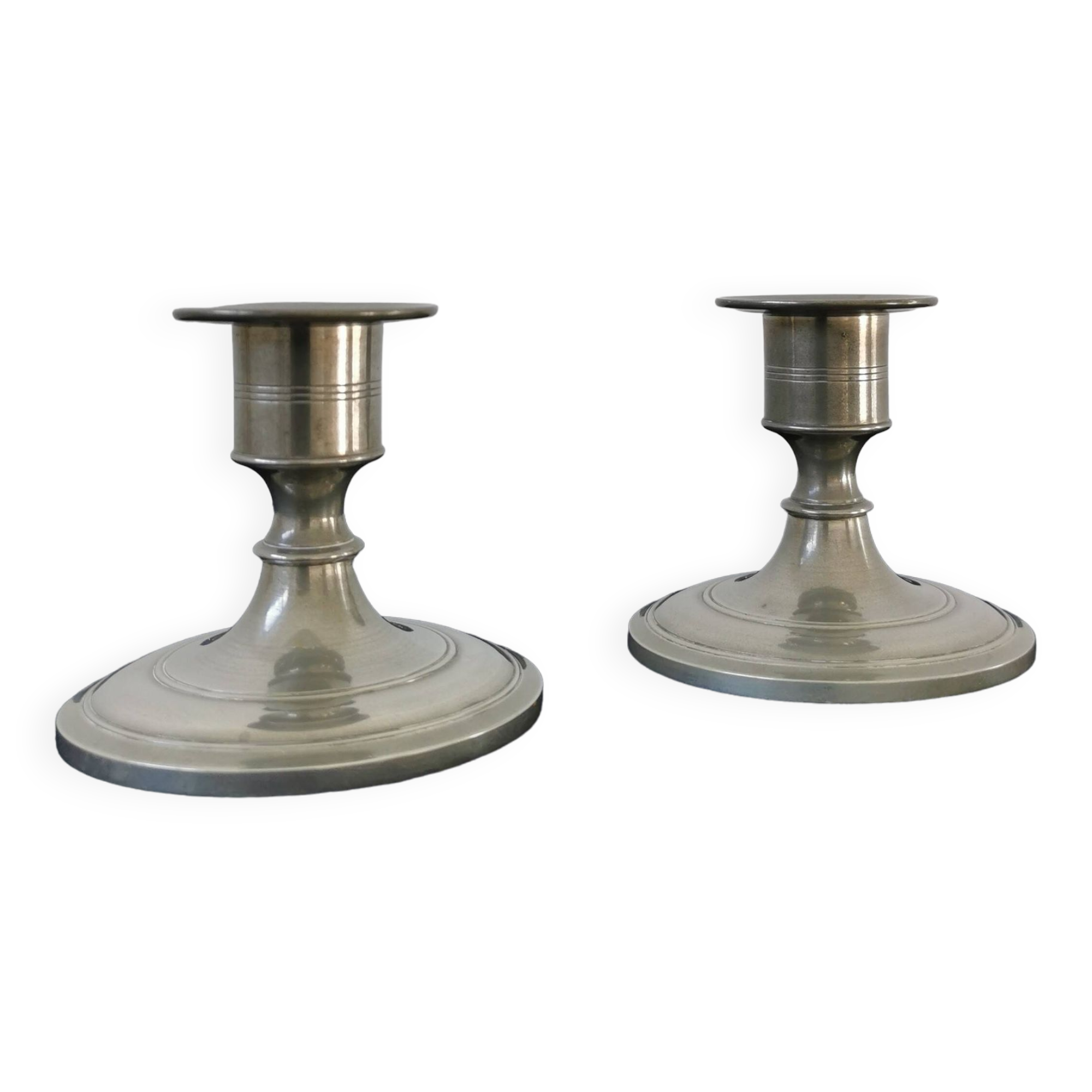 Pair of pewter candlesticks