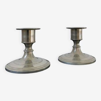 Pair of pewter candlesticks