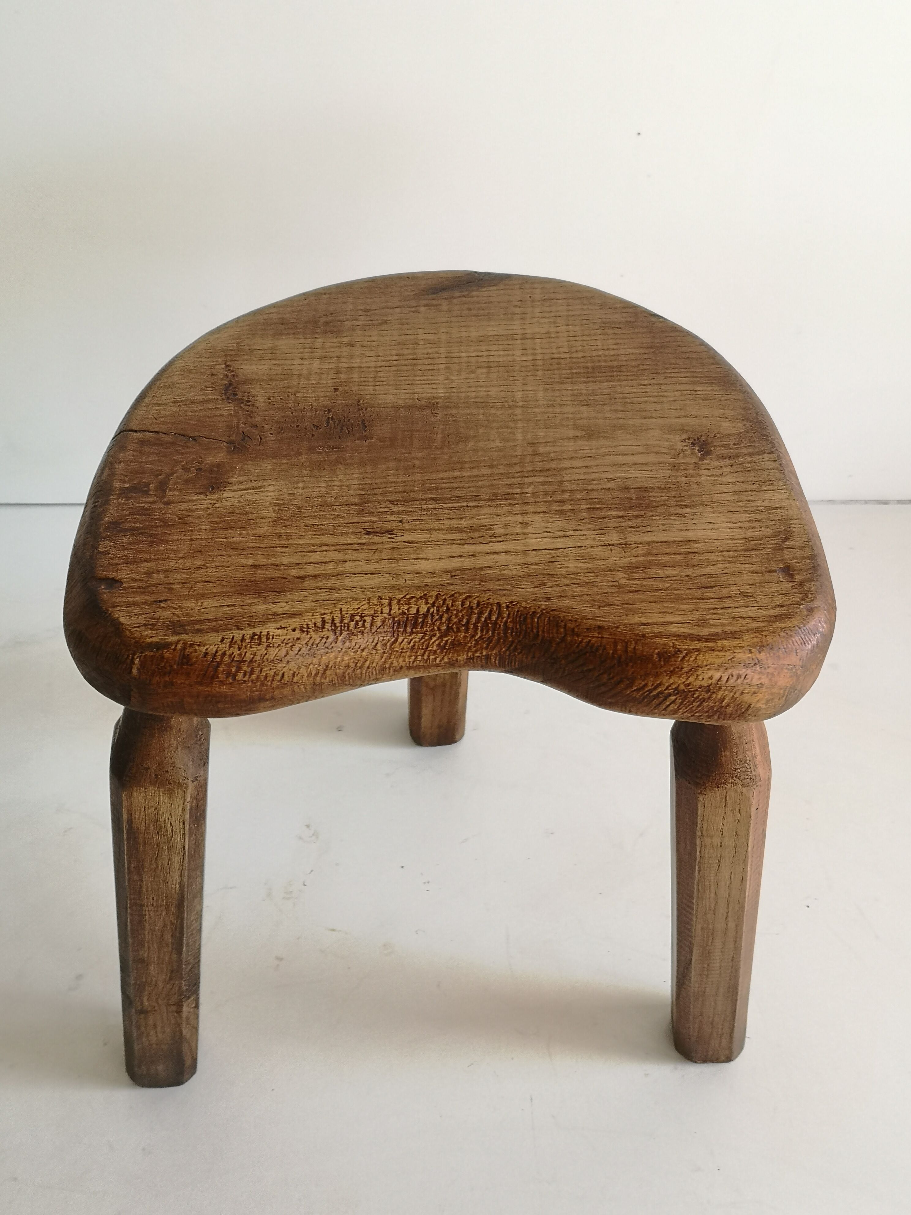 Lot of 2 low stools in solid raw wood