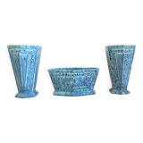 3-piece Art Deco blue fireplace surround