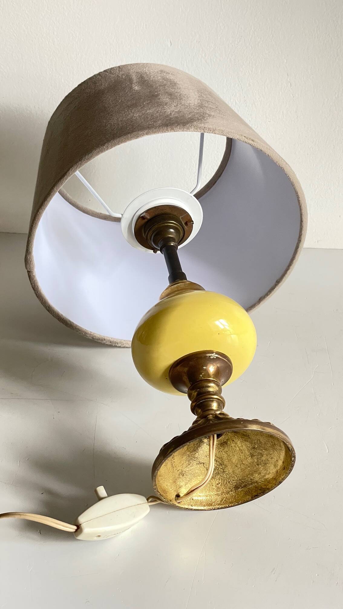 Old ceramic and bronze lamp