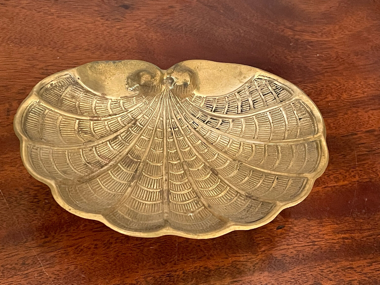 Old brass font pocket tray