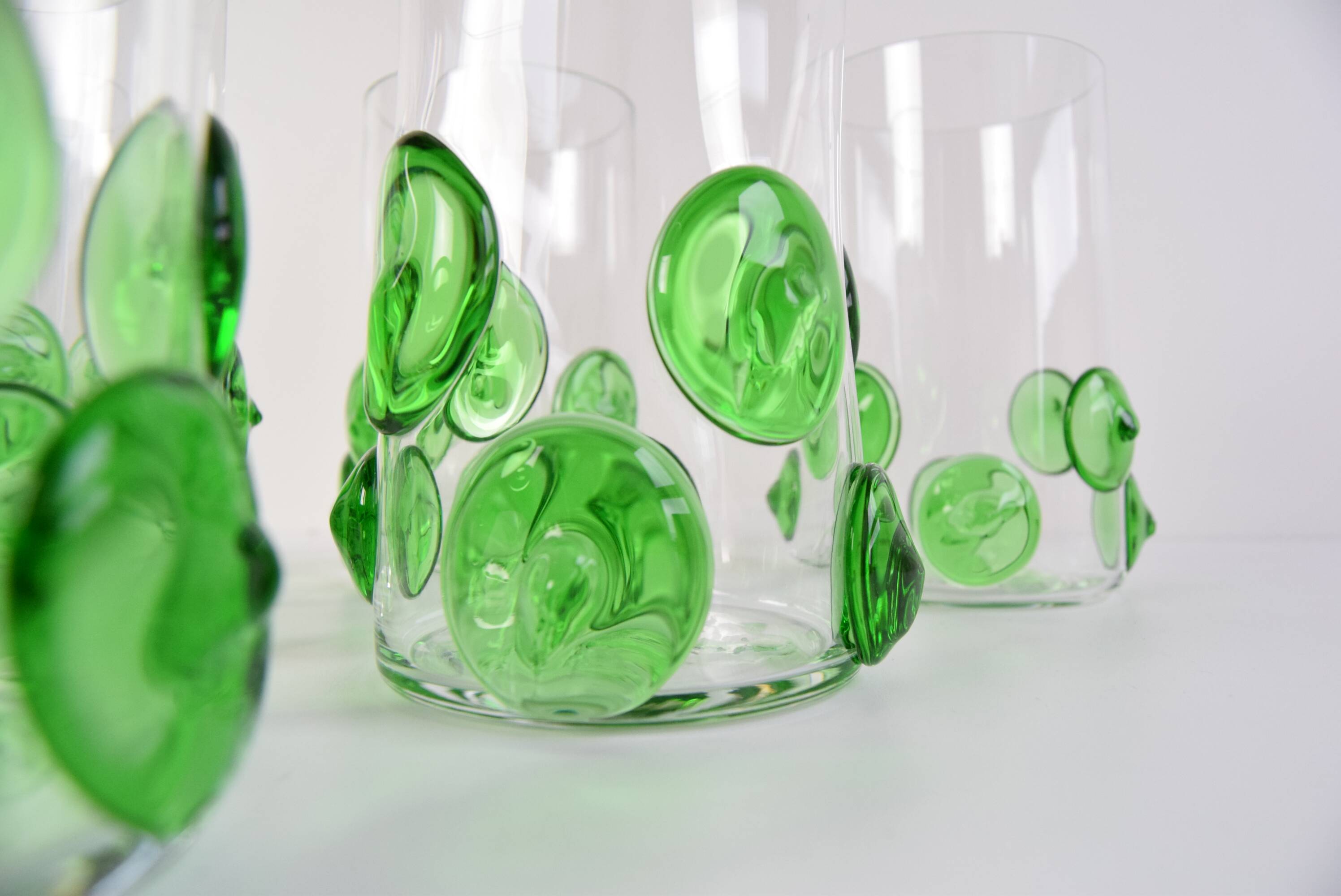 Set of six glasses Glasswork Nový Bor, 1950s.