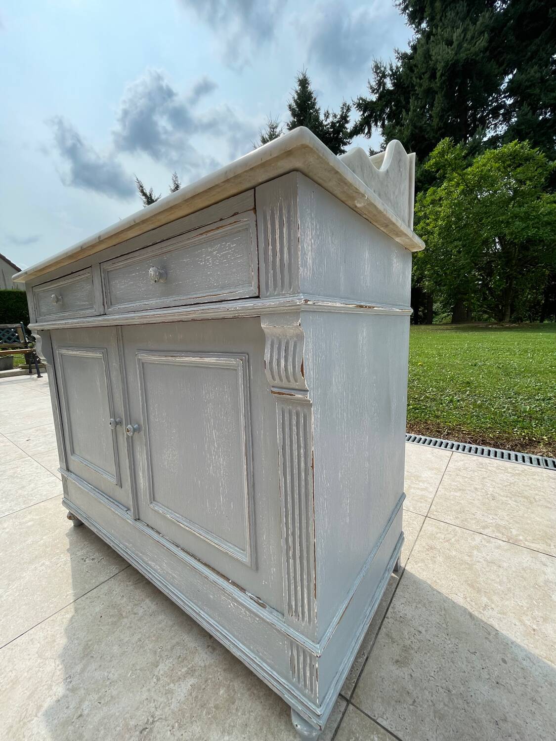 Antique bathroom cabinet with marble