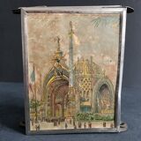 Miniature triptych mirror, illustration of the 1900 World's Fair