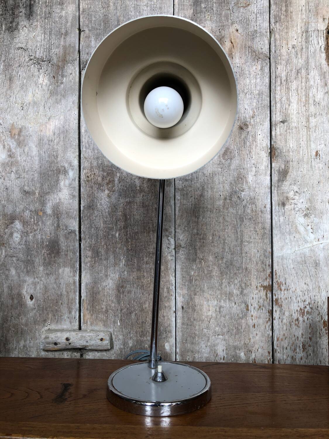 Old Articulated Lamp 70's Gray Metal & Chrome Vintage