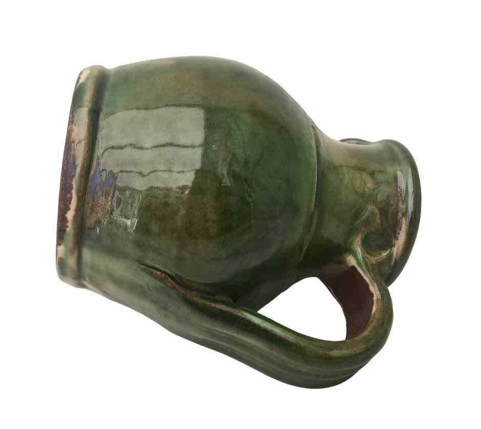 Vintage enameled terracotta pitcher