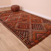 Burgundy Vintage Moroccan Rug 168 x 297 cm, Berber Wool Rug, Handmade Rug