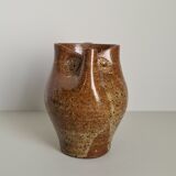 Zoomorphic pitcher owl or owl in pyrite stoneware / collection / ceramics / vintage / France / 50s / mid-century / twentieth century