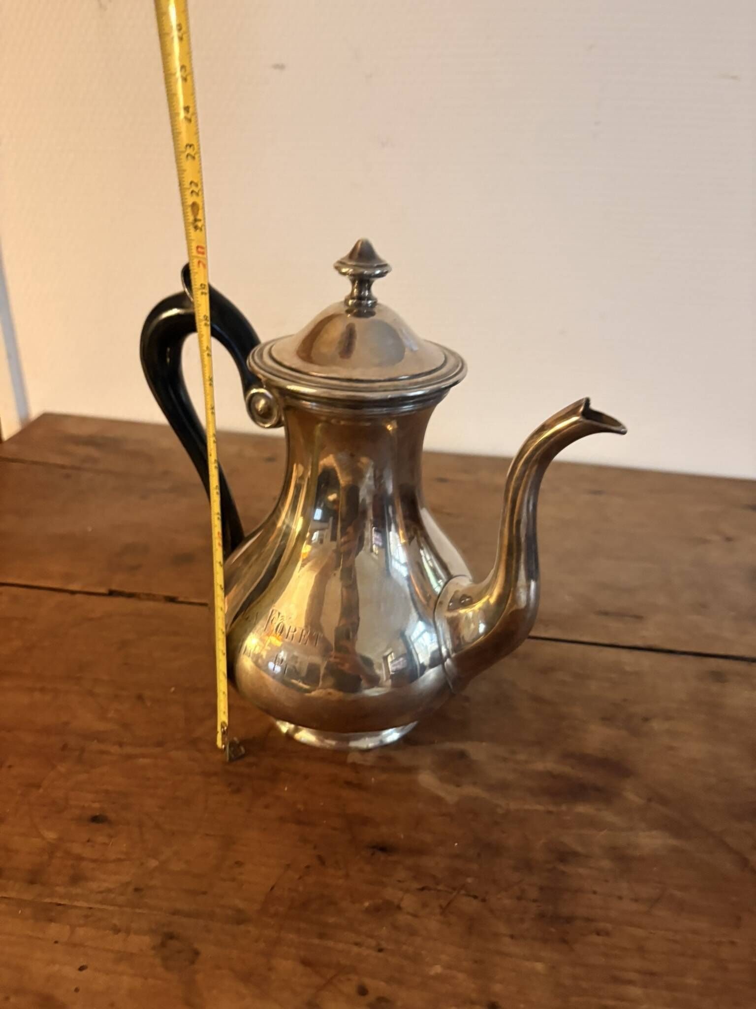 Silver-Plated Engraved Coffee Pot La Forêt Pin Belle Époque Boulenger