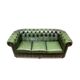 Green vintage leather 3-seater Chesterfield sofa