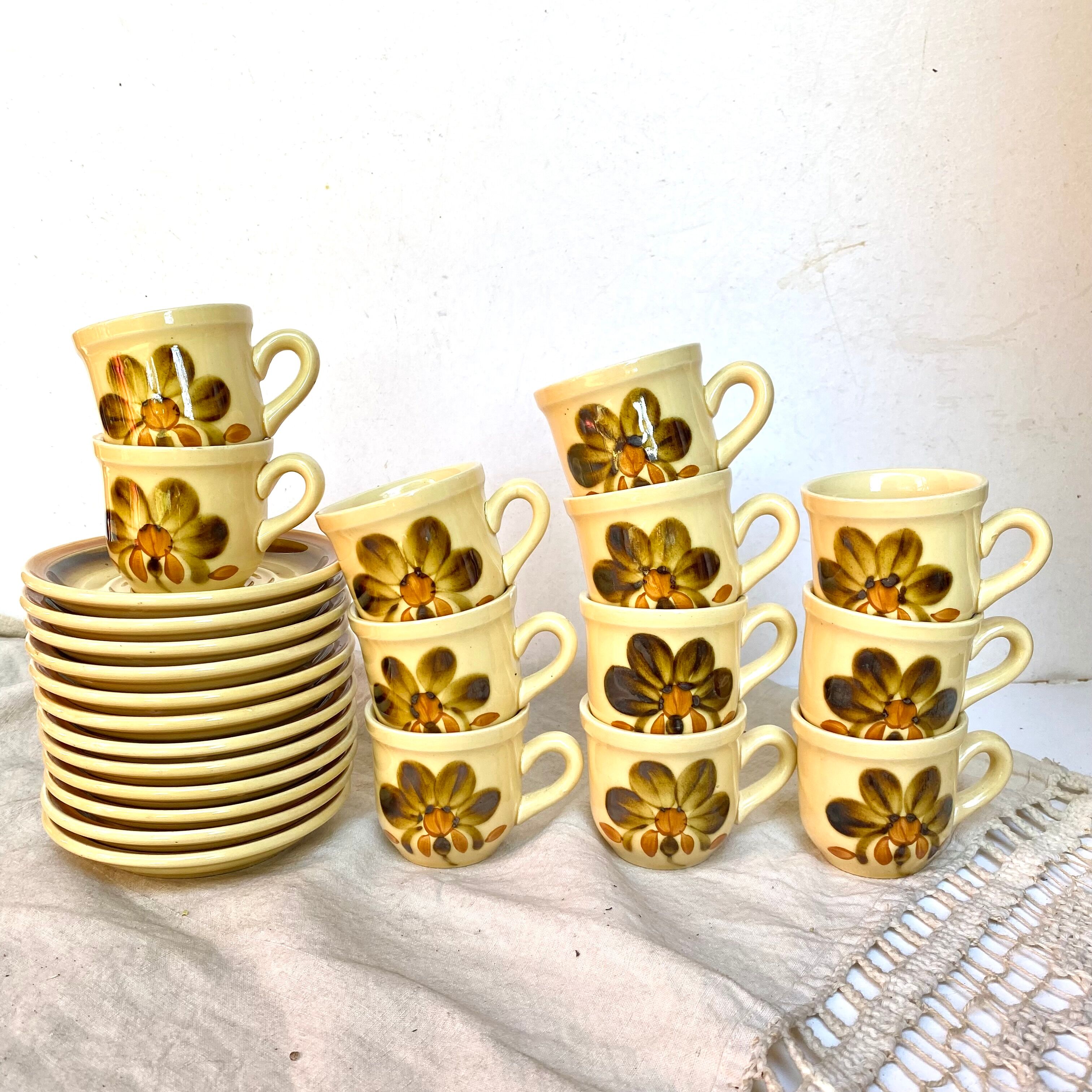 Vintage porcelain cups from Gien "Bamako"