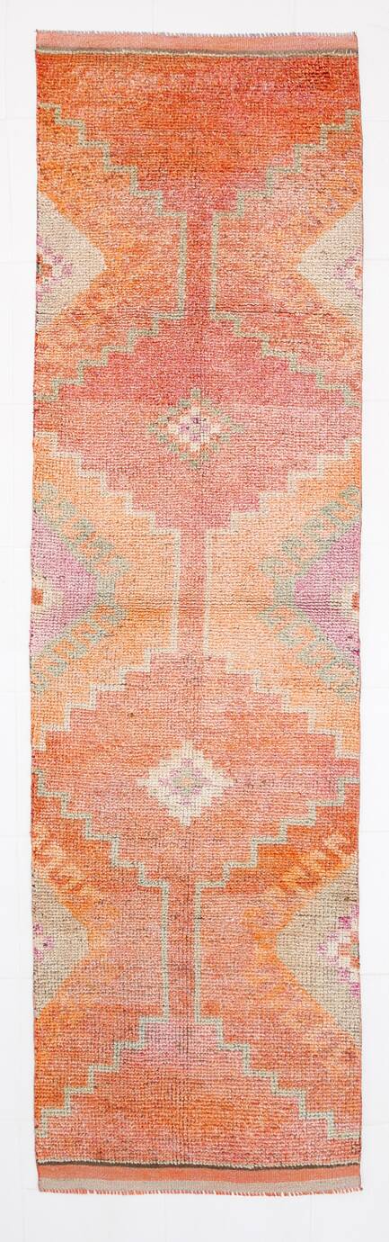 Tapis de couloir vintage orange citrouille 3x10, 91x323 cm