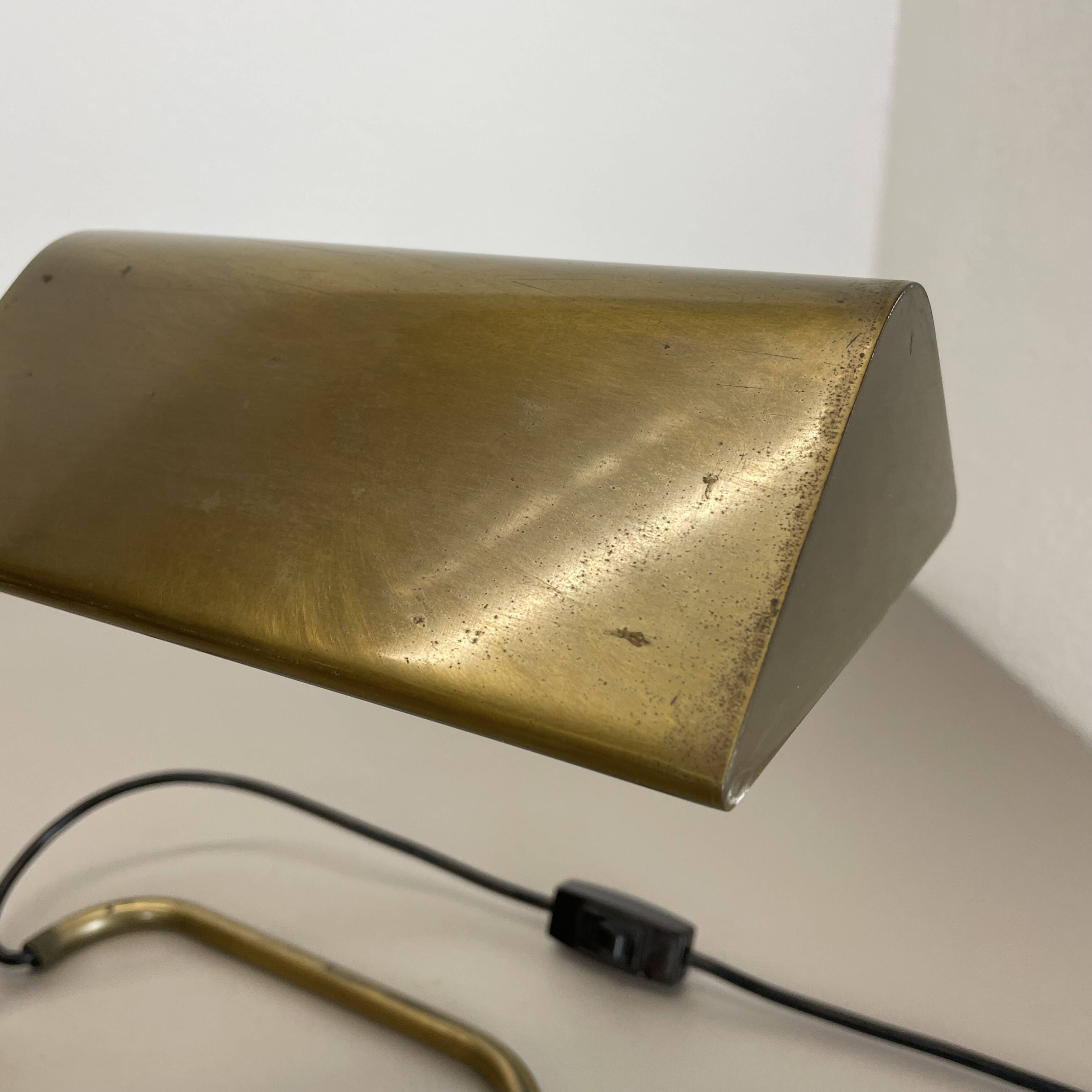 Cubic Modernist Brass Metal Table Light by Florian Schulz, Germany, 1970s