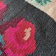 Very Old Romanian floral handwoven carpet made in wool, bohemian design