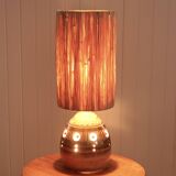 Ceramic lamp by Georges Pelletier, raffia lampshade