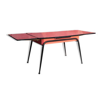 Red formica table with extensions
