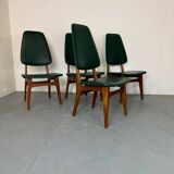 Chaises de salle à manger vintage en teck à dossier haut, design danois norvégien Bruk Sorheim