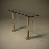 Italian Modern Plexiglass Console Table with Roman Column Details 1980s