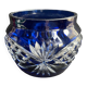 Cobalt blue overlay cut crystal vase