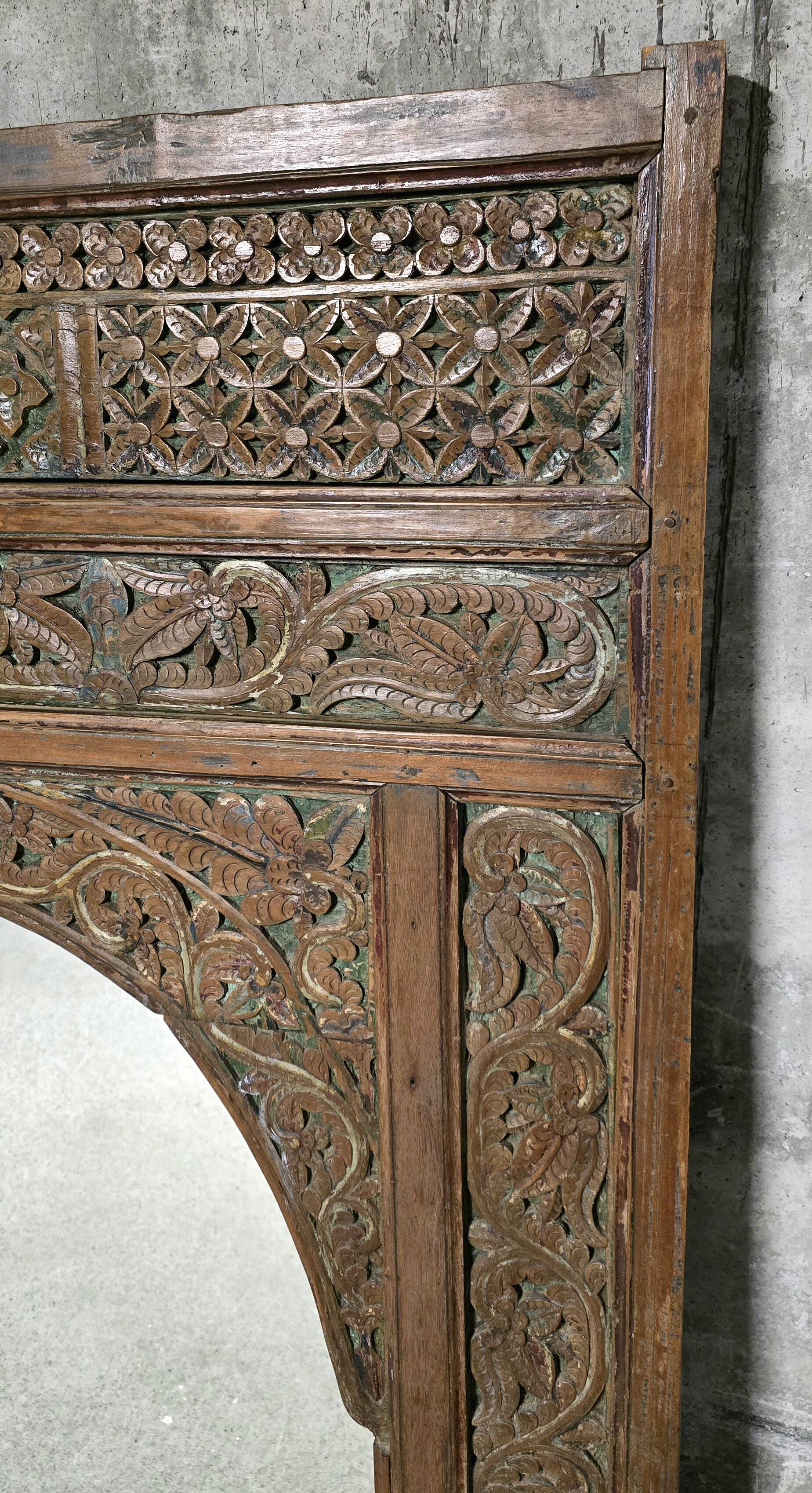 Large mirror - Indian carved wooden headboard