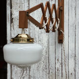 Wall lamp retractable base white opaline globe