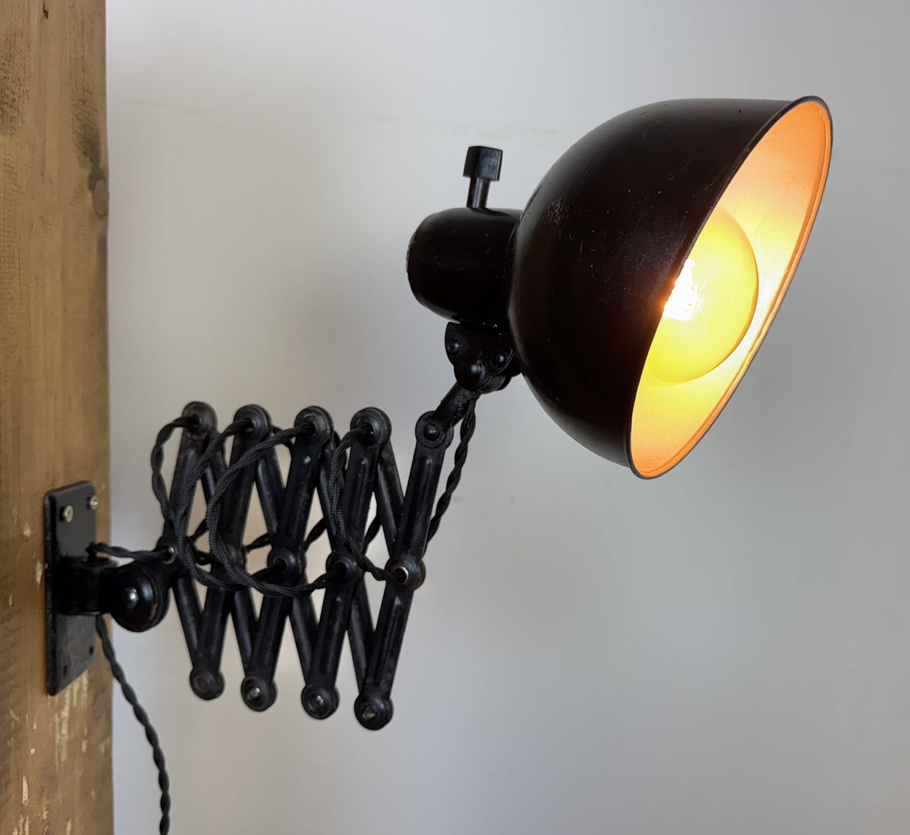 Black Industrial Bauhaus Scissor Wall Lamp from Kaiser Idell, 1930s