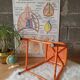 Pair of low metal stools industrial workshop - vintage