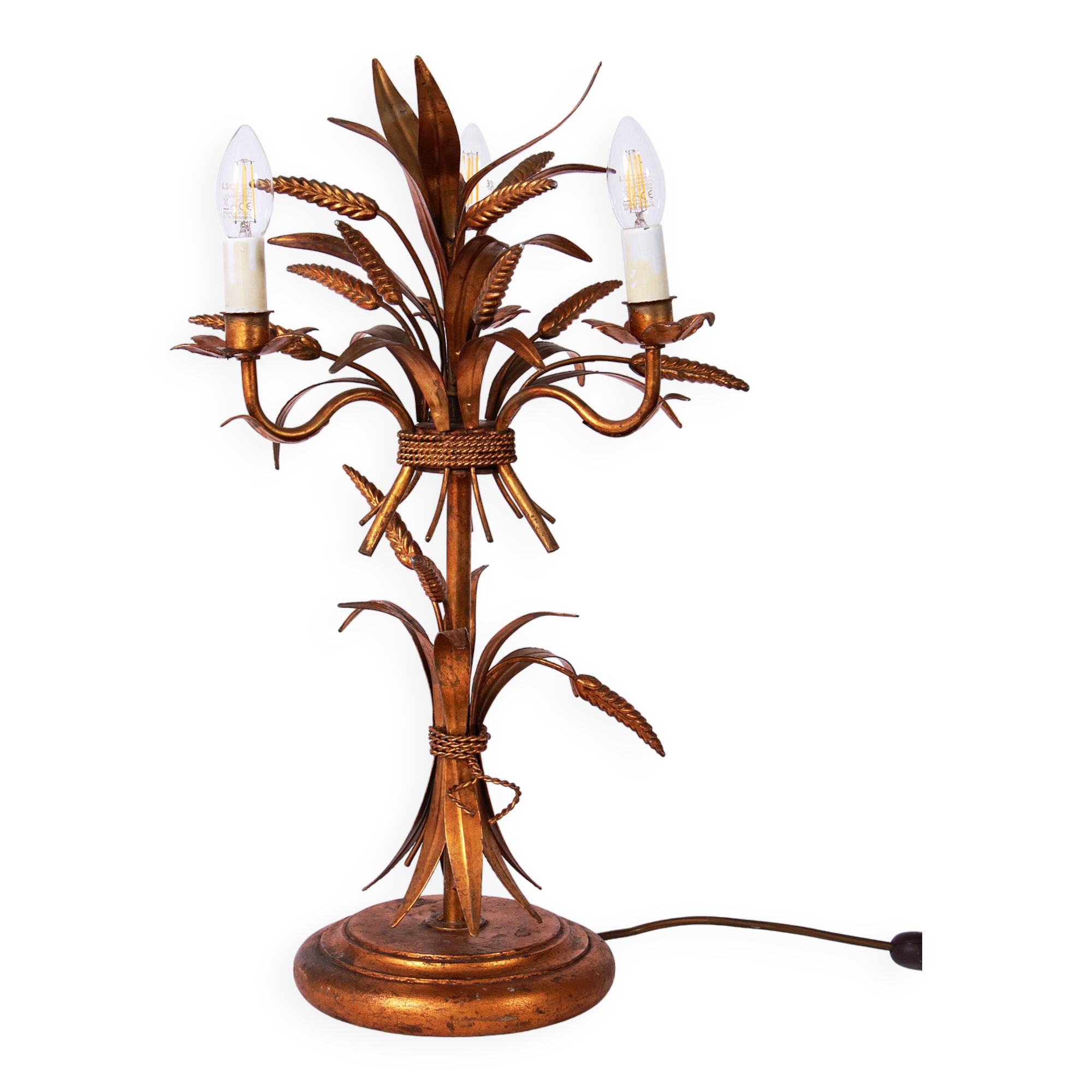 Gilt ‘Sheaf of Wheat’ Table Light, Florentine Table Lamp by Hans Kögl, 1960s