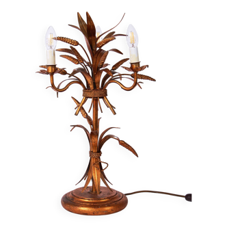 Lampe de table florentine « Gerbe de blé » dorée par Hans Kögl, années 1960